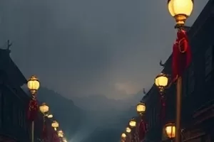 《雪落汉江》封面，雪夜渡口与对岸成排灯火